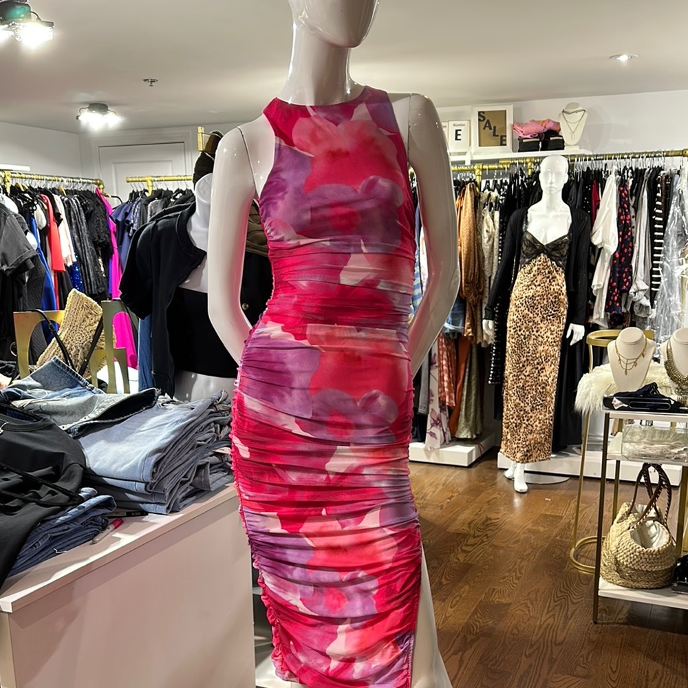 Elegant Pink and Red Women's Dress